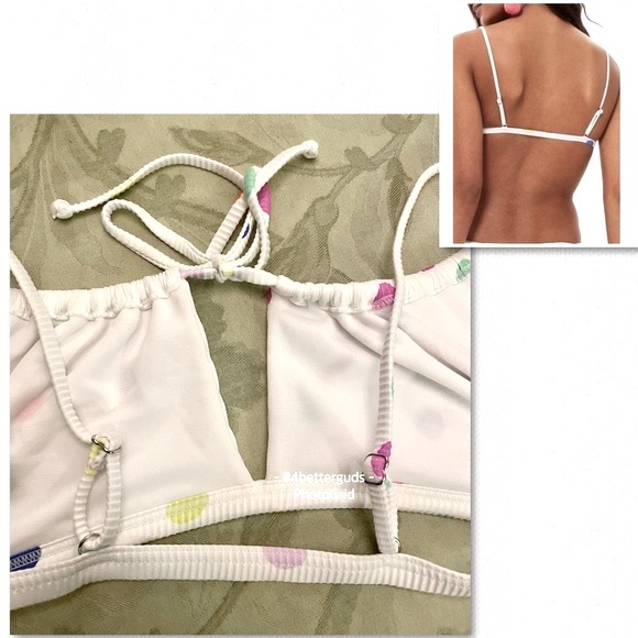 New Topshop White Colorful Polka-Dot Swimsuit Bikini Top Separates US 10 UK 14 - Picture 2 of 13
